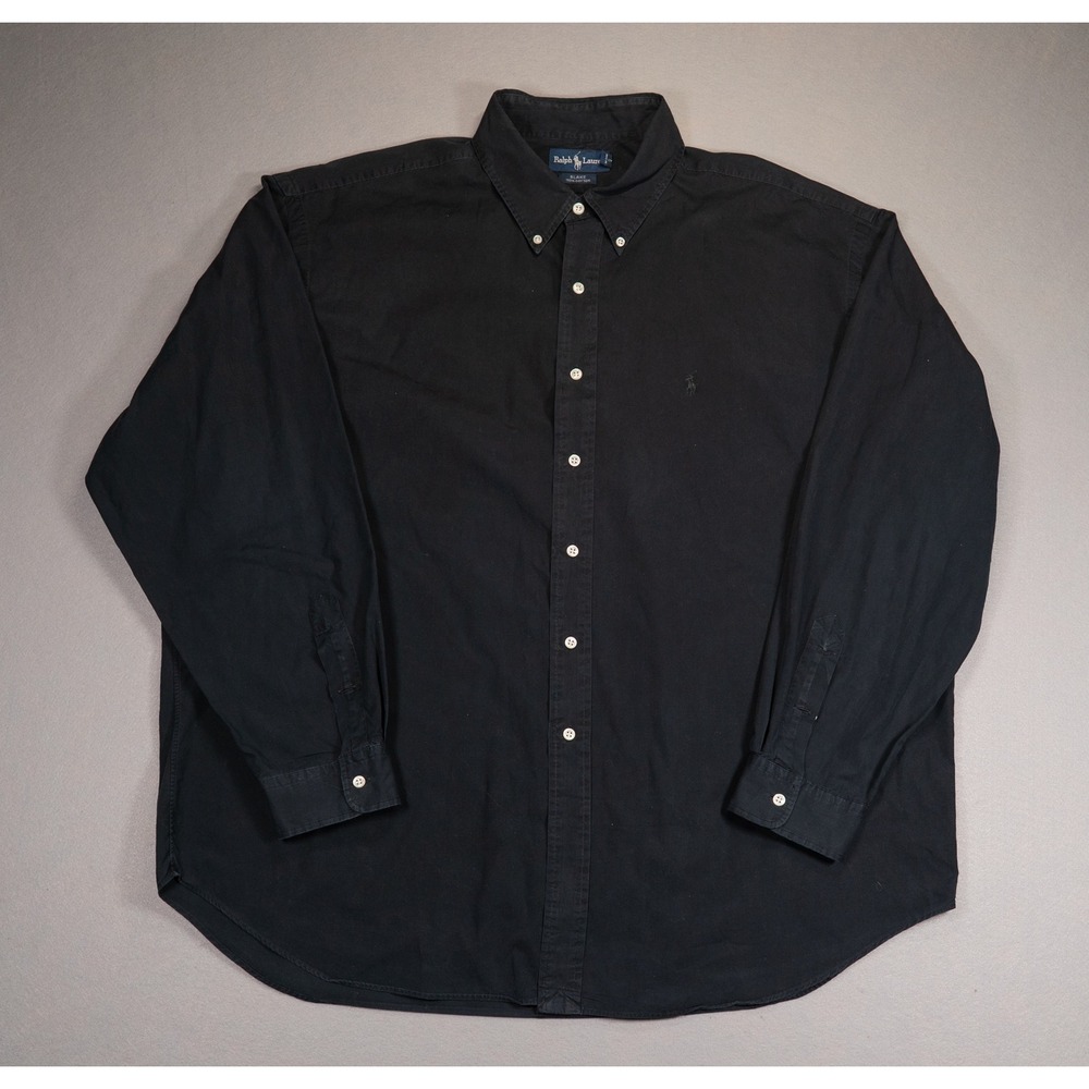 Ralph Lauren Blake Button Down Shirt Mens XXL Black Long Sleeve Cotton Pony